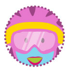An illustration of the face girl wearing protective goggles.