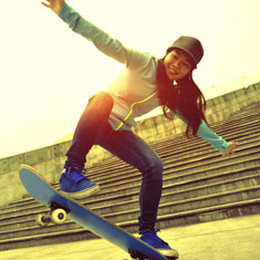 A girl on a skateboard