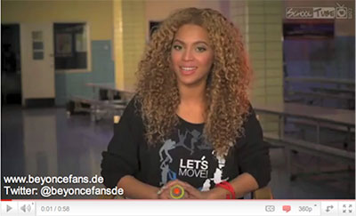 screen shot of Beyonce's Let's Move Introduction video