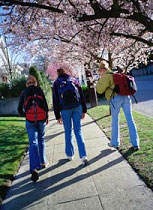 A group of students walking.